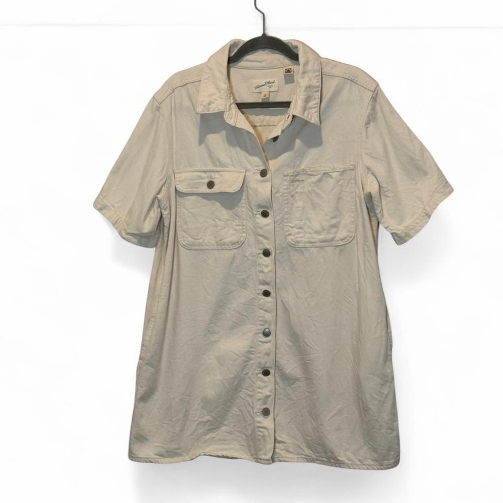 Universal Thread Light Beige Utility Shirt Dress With Pockets M Medium